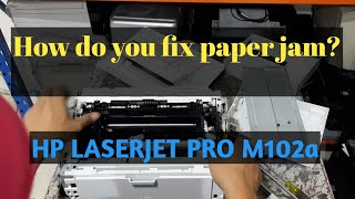 How do you remove paper jam from HP Laserjet Pro m102a [upl. by Lihcox665]