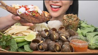 CRYSTAL ICE PLANT  ESCARGOT ASMR THAI FOOD DELICACY EATING SOUNDS LIGHT WHISPERS  SASSMR [upl. by Stanzel]