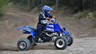 Yamaha Banshee 350 WIDE OPEN on a Dirt Road 2 STROKE Screaming Headphones Recommended [upl. by Adok915]