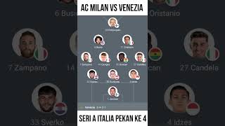 Starting lineup AC MILAN VS VENEZIA  Seri A Italia Pekan Ke 4 [upl. by Callan]