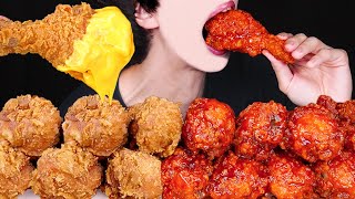 ASMR CHEESY BBQ FRIED CHICKEN SPICY FIRE SAUCE MUKBANG 치즈 양념치킨 먹방 チーズ チキン 咀嚼音 ayam EATING SOUNDS [upl. by Ruiz]