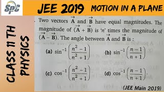 Two vectors A and B have equal magnitudes The of vector  A  B  is n times the magnit [upl. by Eidorb]