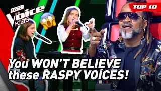 RASPY amp UNIQUE VOICES in The Voice Kids 🤯  Top 6 [upl. by Yeruoc]