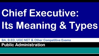 CHIEF EXECUTIVE ITS MEANING AND TYPES [upl. by Anaujik]