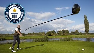 Longest usable golf club  Guinness World Records 2015 [upl. by Ttnerb]