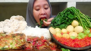 MUKBANG SAMBAL DAN LALAPAN TELUR ENDOK DADAR🤤TUMIS ASIN REBUS [upl. by Naxela898]