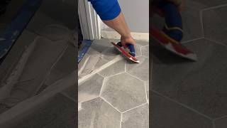 Tile grout time bathroomremodeler tile floor diy tileinstallation [upl. by Tatum790]