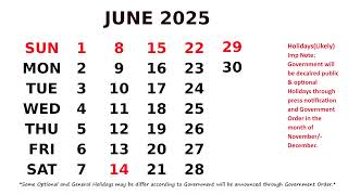 June Calendar 2025 [upl. by Rocker906]