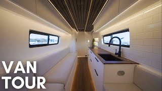 VAN TOUR  Sprinter Van With RAIN SHOWER and Massive Bathroom  Luxurious Modern Tiny Home on Wheels [upl. by Ahsinroc]