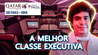 Classe executiva Qsuite da Qatar de Guarulhos para Doha  Não é caro viajar com milhas [upl. by Theola]