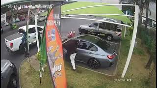 Attempted kidnapping of a businessman at a petrol station in Corlett Drive  CAM1 [upl. by Rediah]