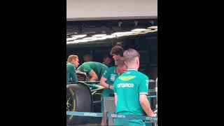 An excited Lance Stroll speaking with his mechanics before USA race weekend [upl. by Ayaet]