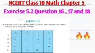 Class 10 Math Chapter 5 Exercise 52 Question 1617 and 18Arithmetic ProgressionsNcert Solution [upl. by Mollie]