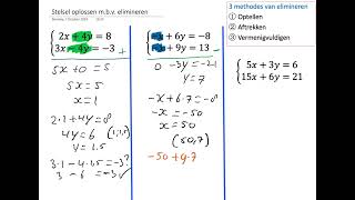Stelsel vergelijkingen oplossen mbv eliminatie [upl. by Ferde904]