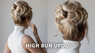 How To High Bun Updo Hairstyle ✨ Medium  Long Hair Updo Tutorial [upl. by Semyaj187]