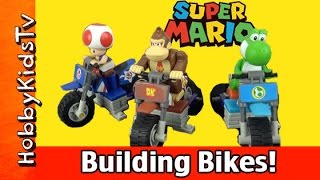 HobbyKids Build MarioKart 7 Toad Donkey Kong Yoshi Bike [upl. by Ludeman]