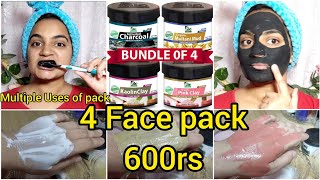 pack of 4 Natural and organic facial care Multani Mud Activated Charcoal  kaolin clay  pink clay [upl. by Ev]