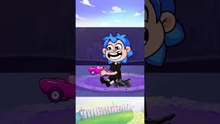 Pink Car vs Black Bike Awesome Race 🌈🏁 cartoon song [upl. by Inor836]