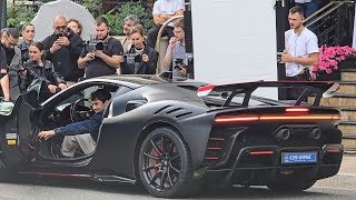 Charles Leclerc New Ferrari SF90 XX in Monaco Hotel de Paris [upl. by Allisurd538]