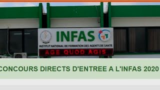 Concours Directs DEntrée A L INFAS 2020 Côte DIvoire  Disponibles [upl. by Lukash]