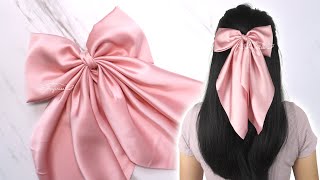 LONG TAILS Satin Hair Bow 🎀 How to Make a Bow with Long Tails [upl. by Fariss]