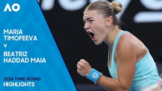 Maria Timofeeva v Beatriz Haddad Maia Highlights  Australian Open 2024 Third Round [upl. by Dualc292]