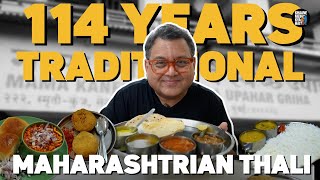 Traditional Maharashtrian Thali at 114 Years old Restaurant  Batatawada  Misal Pav  MAMA KANE [upl. by Drarrej]