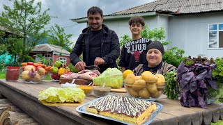 A GREAT DAY IN RAINY VILLAGE GRANDMA COOKING A UNIQUE RECIPE RURAL VILLAGE AZERBAIJAN FAMILY LIFE [upl. by Carree]