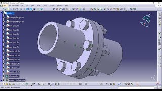 Assembly Design of Flange Coupling usingCatia V5 Tutorial [upl. by Dlabihcra]