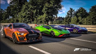 Forza Motorsport Drag race Ford Shelby GT500 vs Lamborghini Huracan STO vs McLaren 600LT [upl. by Lynea980]