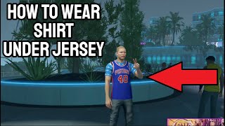 HOW TO WEAR SHIRT UNDER JERSEY IN NBA 2K24 [upl. by Amairam870]