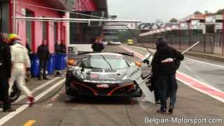 McLaren MP412c GT3 pitstop training and track action Zolder 2013 [upl. by Malena]