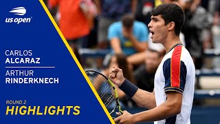 Carlos Alcaraz vs Arthur Rinderknech Highlights  2021 US Open Round 2 [upl. by Norrahs]