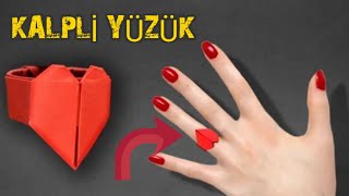 Kağıttan Kalpli Yüzük Yapımı Origami Yüzük Yapımı [upl. by Celtic]