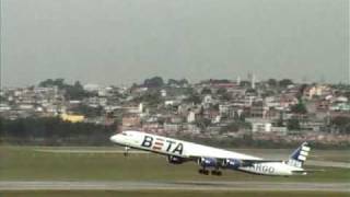 BETA Cargo DC8 taking off from GRUSão Paulo [upl. by Ennovyhs489]