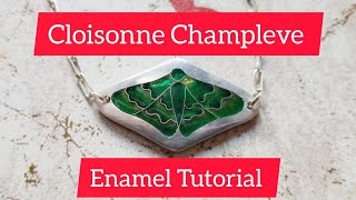 How to Make Champleve Cloisonne Enamel Enameling techniques Tutorial Green Moth [upl. by Borer]