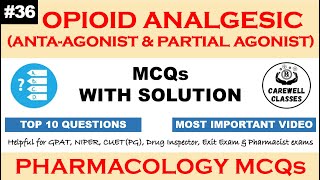 36 MCQs on Opioid Analgesics  Pharmacology MCQS Carewell Classes [upl. by Ash]