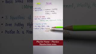 Index  Physics  Unit2  Motion  General Science  Handwritten notes  An Aspirant [upl. by Virgie]