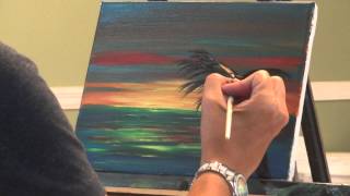 How to paint a palm tree with a fan brush tutorial  Bob Ross style [upl. by Bertelli]