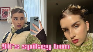 easy 90s spikey bun hair tutorial ✿ Isabella Vrana [upl. by Dorej60]