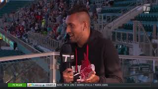 Nick Kyrgios  2019 Miami Second Round Tennis Channel Desk Interview [upl. by Annauqaj]