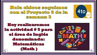 ✅Cuarto grado actividad  5 para el área de Inglés  Matemáticas  Math ✅ [upl. by Shinberg]