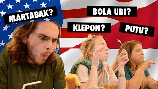 AMERICANS TRY INDONESIAN STREET FOOD [upl. by Anotyad]