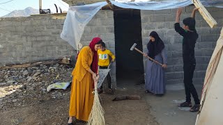 Nomadic life Covering the roof of the house with plastic with the Roham family [upl. by Corbin]