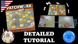 How to Play Patchwork  Detailed Tutorial ENGLISH  Board Game  Games On Board [upl. by Auqinot]