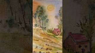 watercolor on Canvas board watercolorpainting [upl. by Eltotsira]