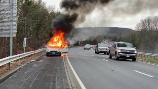 Montville CT Car Fire I395 South [upl. by Earaj646]