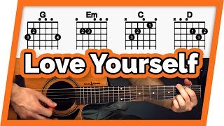 Love Yourself Guitar Tutorial Justin Bieber Easy Chords Guitar Lesson [upl. by Burgwell]