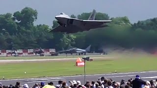 F22 raptor AMAZING vertical takeoff RIAT 2016 [upl. by Leanard]