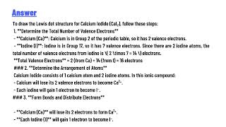 Draw the Lewis dot structure for CaI2 [upl. by Nuahs]